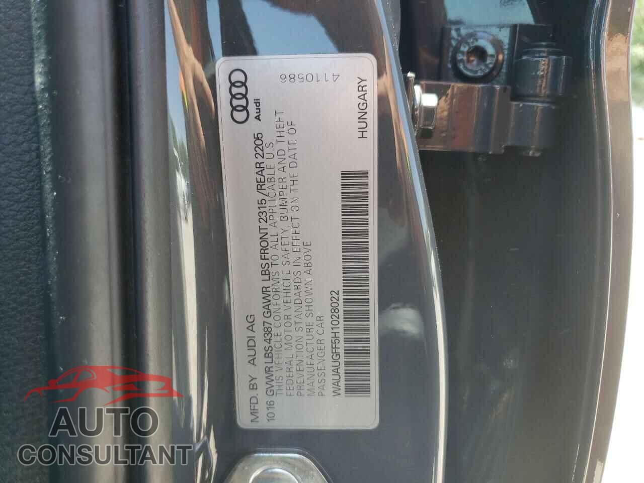 AUDI A3 2017 - WAUAUGFF5H1028022