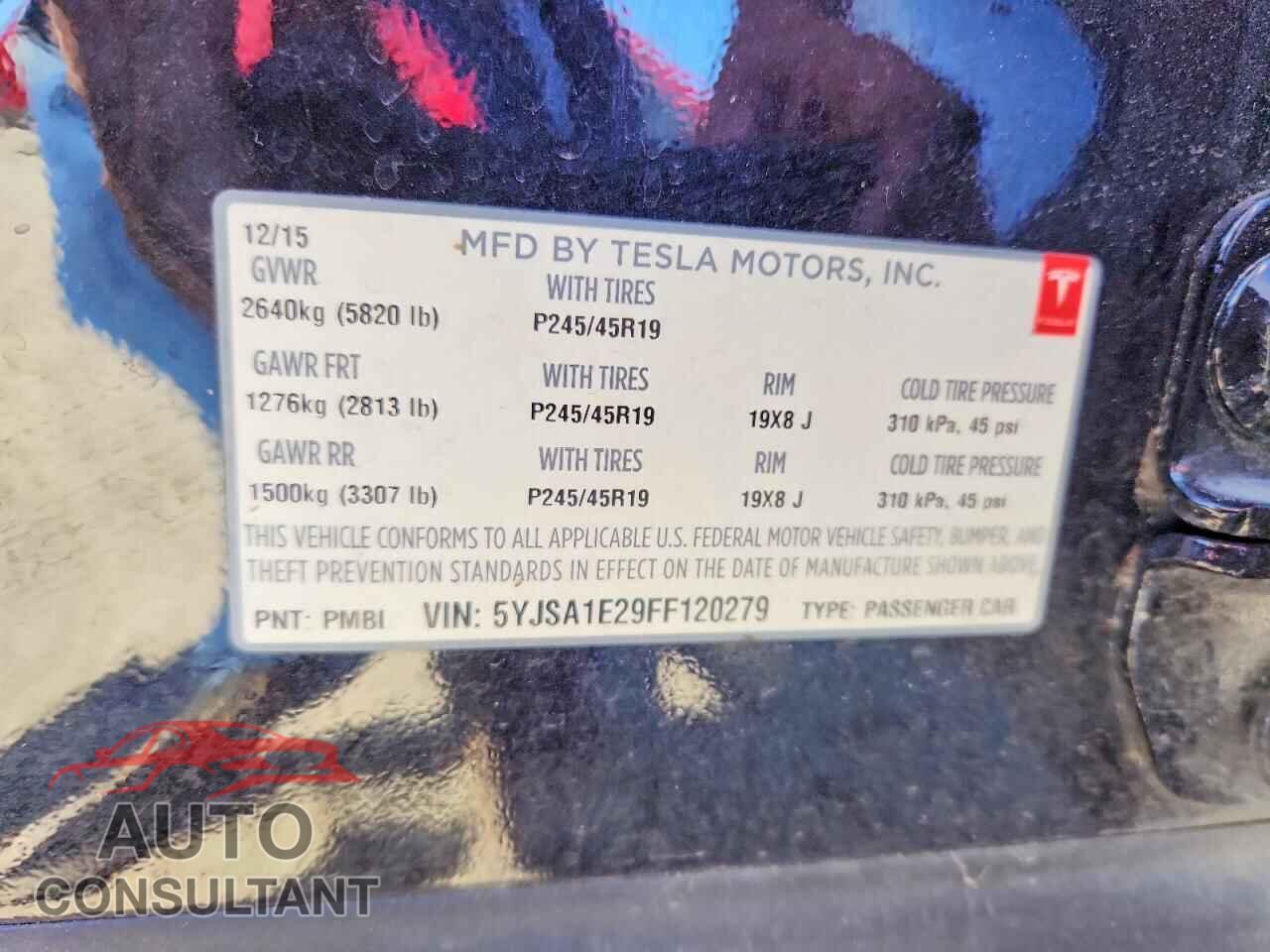 TESLA MODEL S 2015 - 5YJSA1E29FF120279