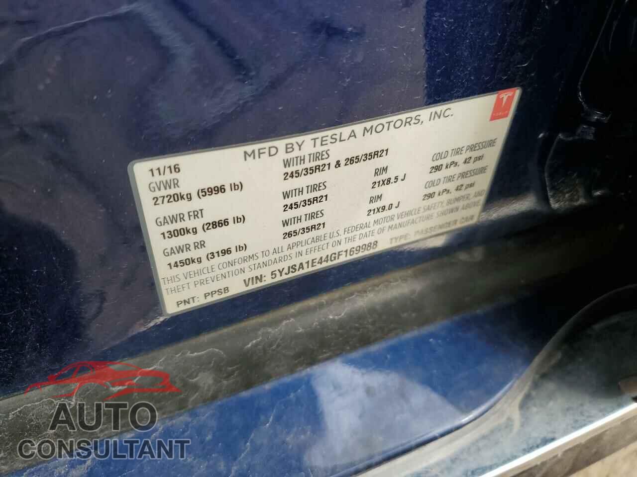 TESLA MODEL S 2016 - 5YJSA1E44GF169988
