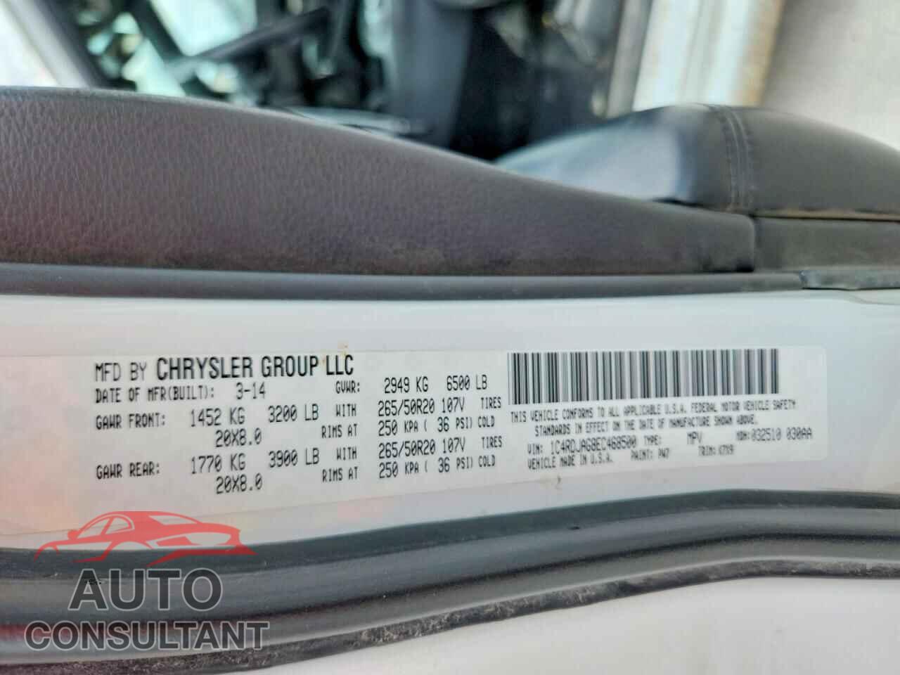 DODGE DURANGO 2014 - 1C4RDJAG8EC468500