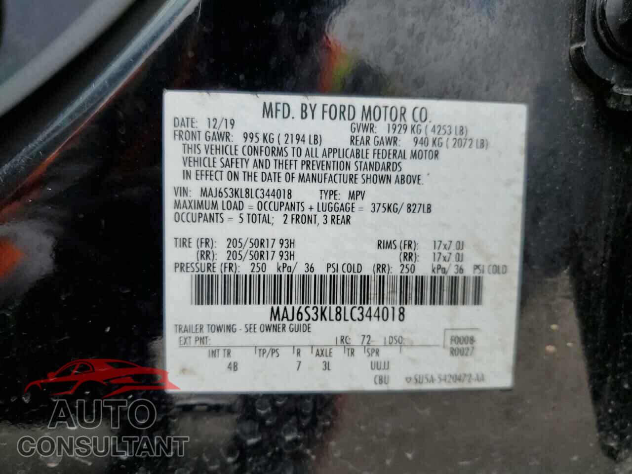 FORD ECOSPORT 2020 - MAJ6S3KL8LC344018