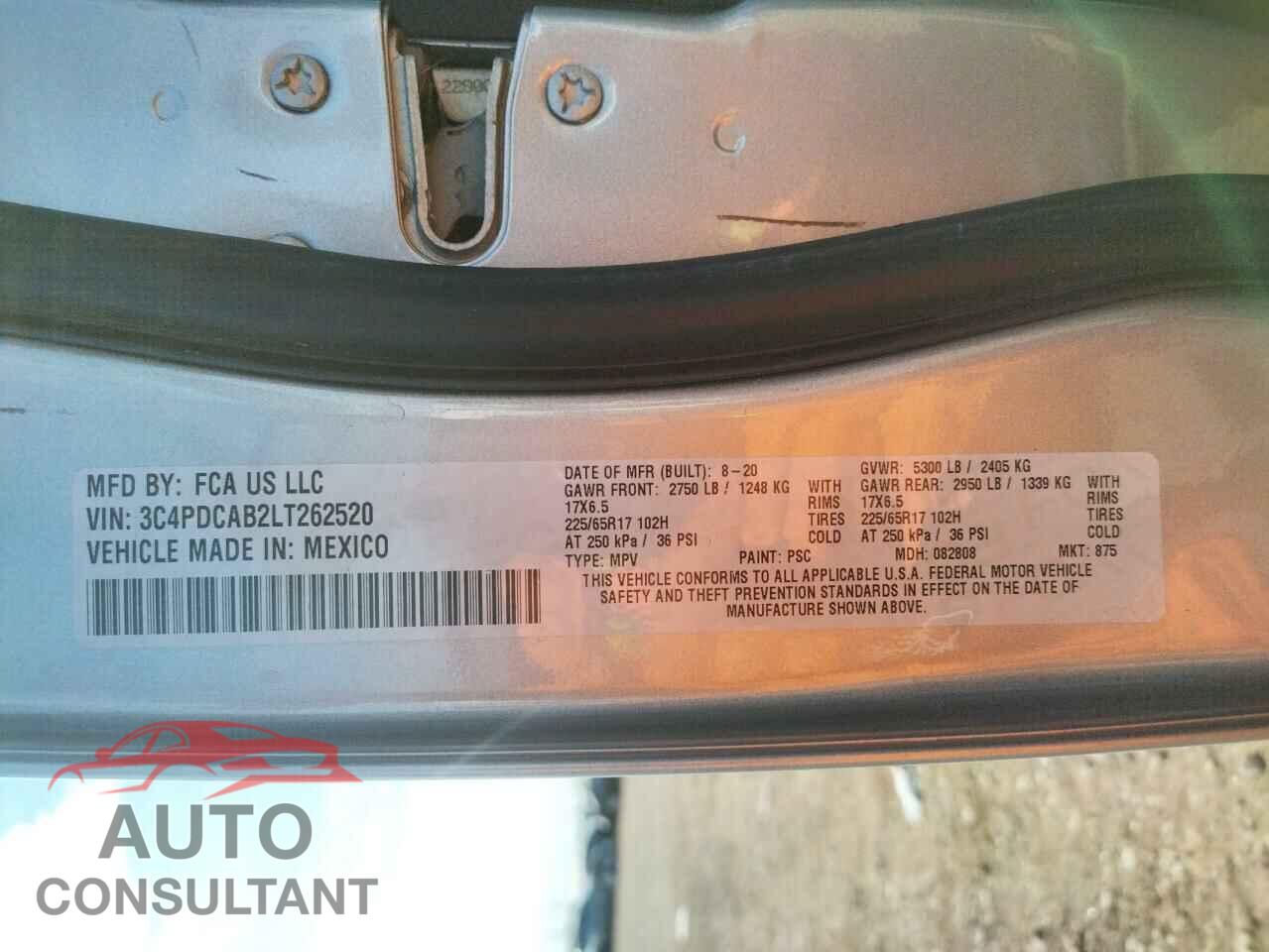 DODGE JOURNEY 2020 - 3C4PDCAB2LT262520