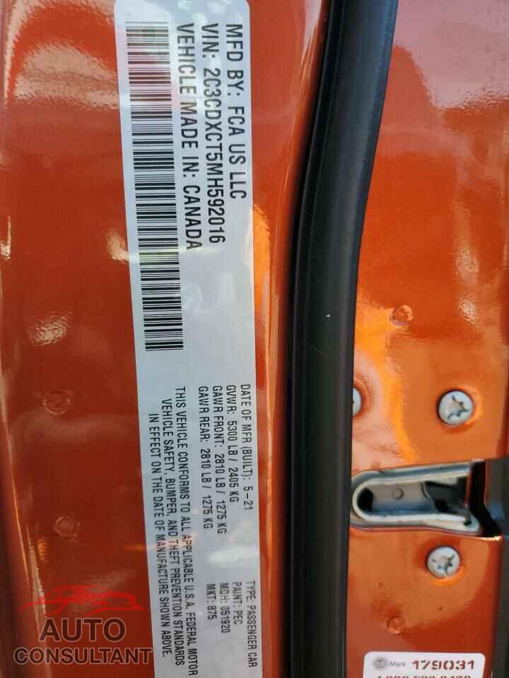 DODGE CHARGER 2021 - 2C3CDXCT5MH592016