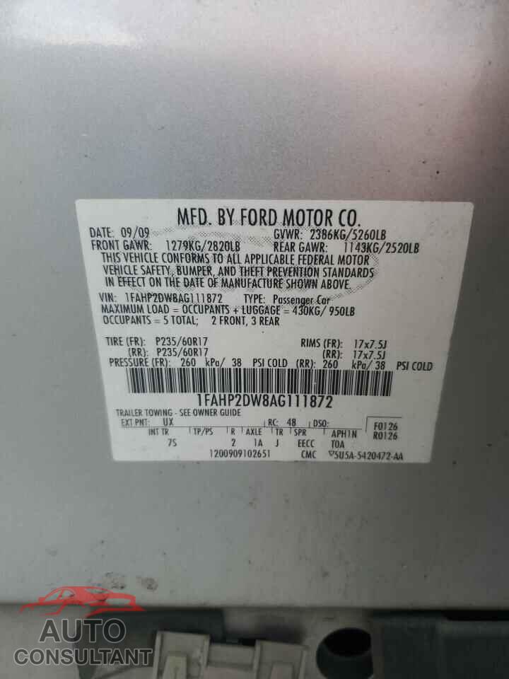 FORD TAURUS 2010 - 1FAHP2DW8AG111872
