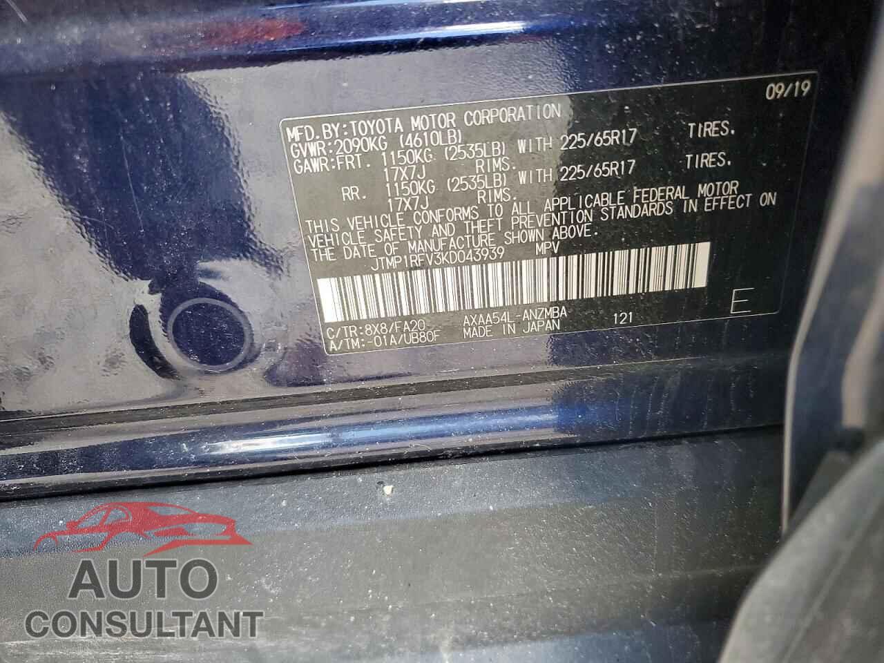 TOYOTA RAV4 2019 - JTMP1RFV3KD043939