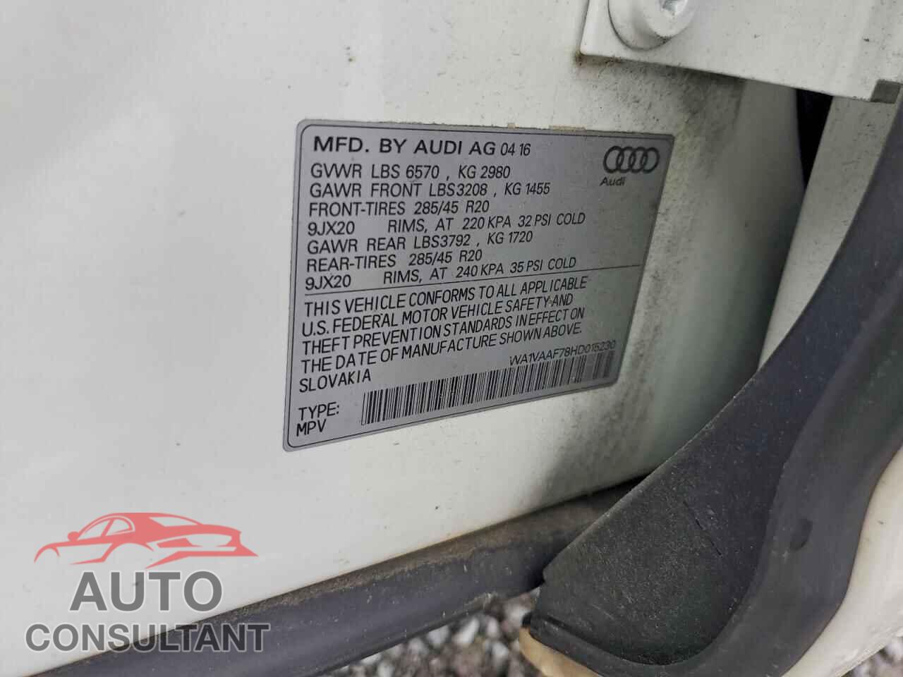 AUDI Q7 2017 - WA1VAAF78HD015230