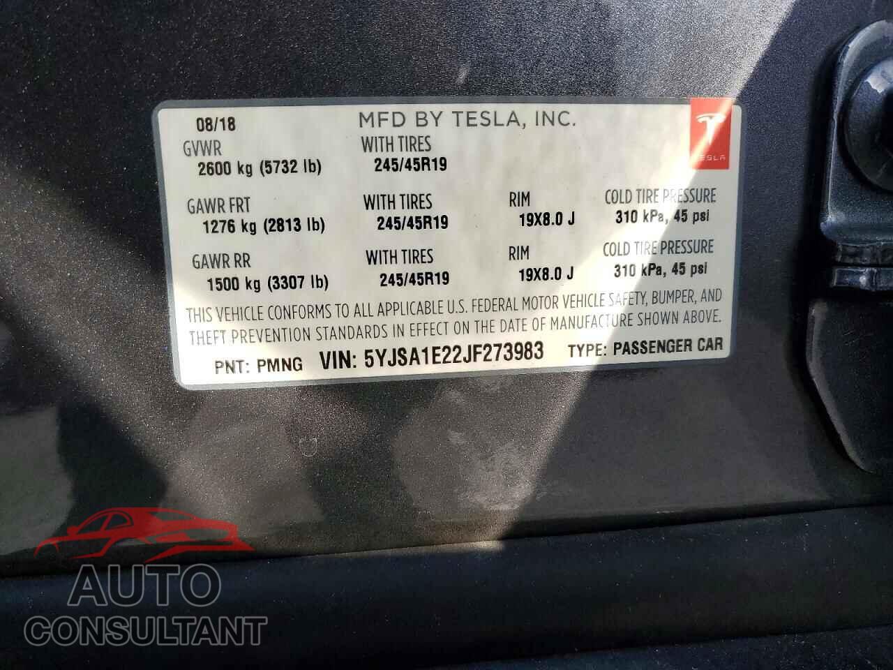 TESLA MODEL S 2018 - 5YJSA1E22JF273983