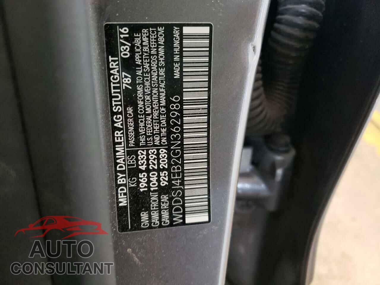 MERCEDES-BENZ CLA-CLASS 2016 - WDDSJ4EB2GN362986