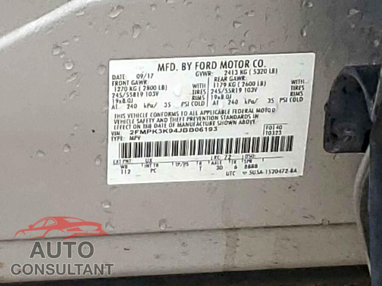 FORD EDGE 2018 - 2FMPK3K94JBB06193