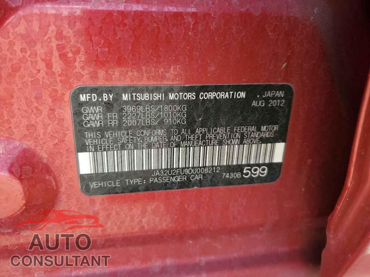 MITSUBISHI LANCER 2013 - JA32U2FU9DU008212