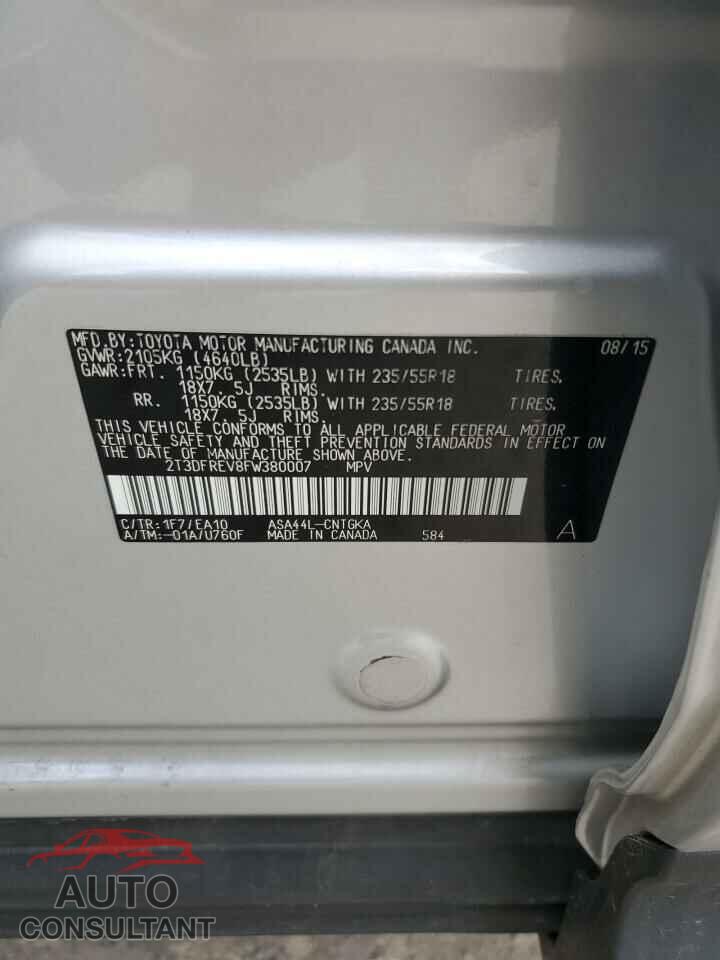 TOYOTA RAV4 2015 - 2T3DFREV8FW380007