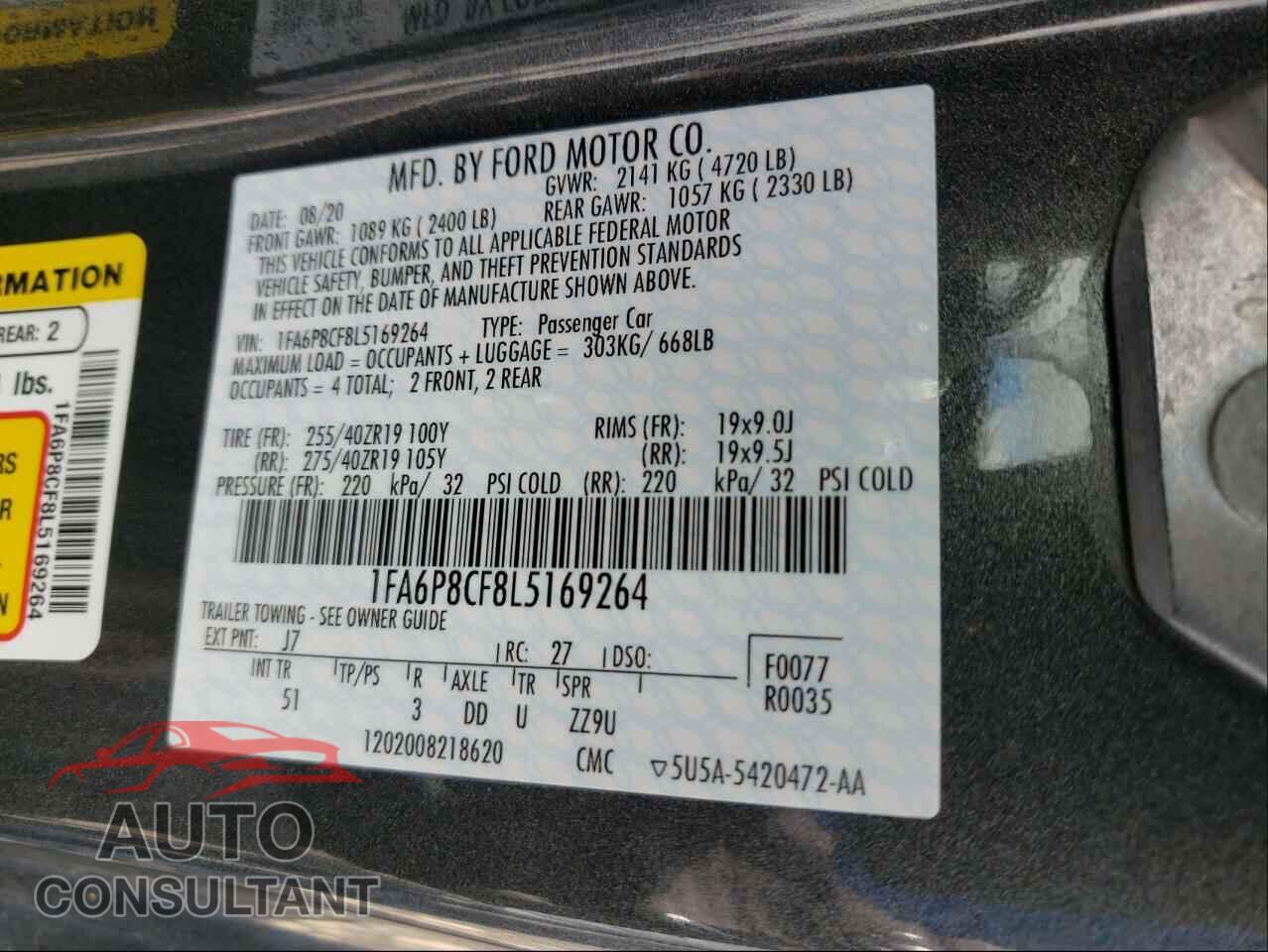 FORD MUSTANG 2020 - 1FA6P8CF8L5169264