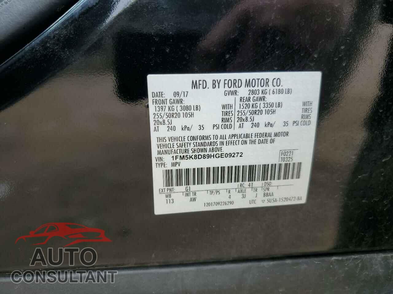 FORD EXPLORER 2017 - 1FM5K8D89HGE09272