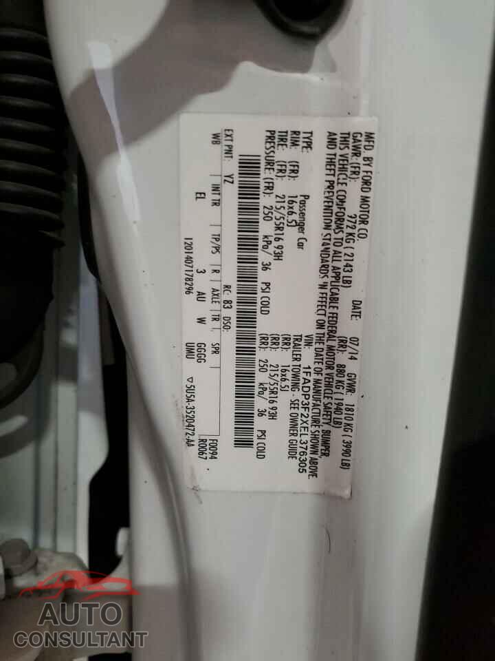 FORD FOCUS 2014 - 1FADP3F2XEL376305