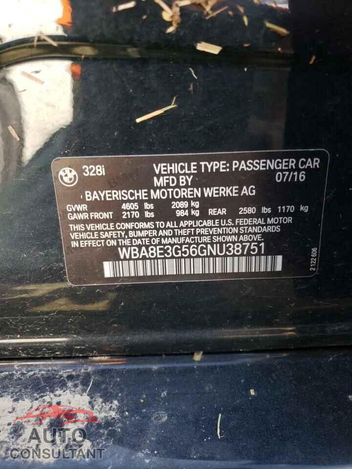 BMW 3 SERIES 2016 - WBA8E3G56GNU38751