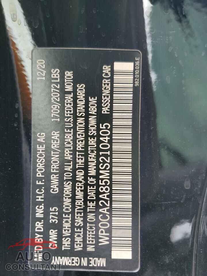 PORSCHE BOXSTER 2021 - WP0CA2A85MS210405
