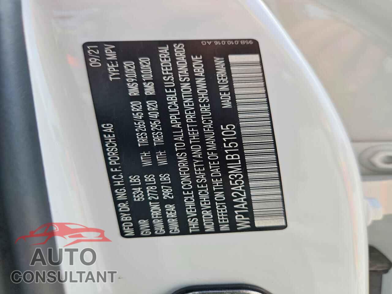 PORSCHE MACAN 2021 - WP1AA2A53MLB15105