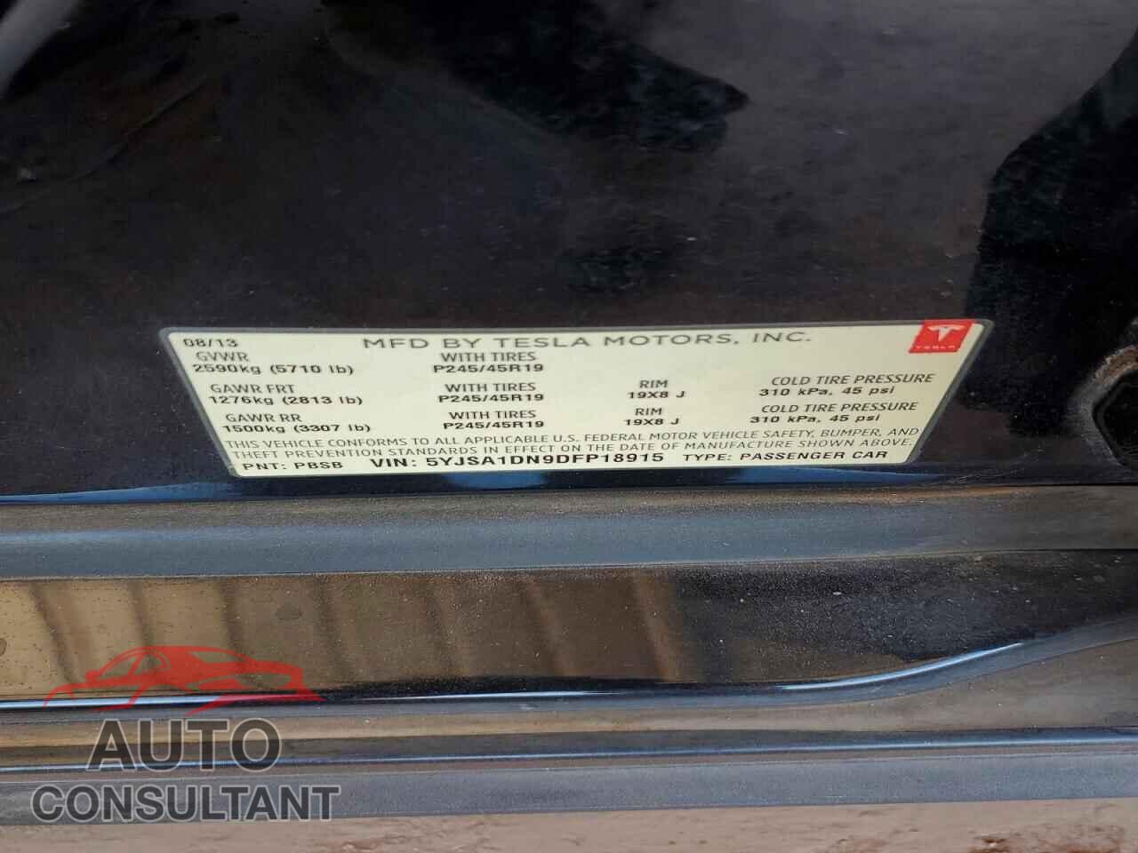 TESLA MODEL S 2013 - 5YJSA1DN9DFP18915