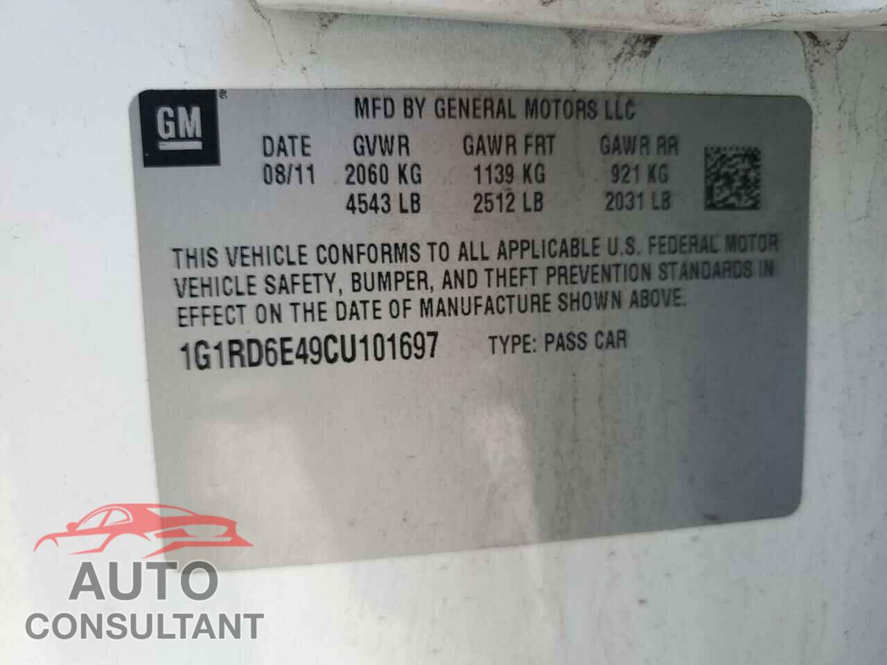 CHEVROLET VOLT 2012 - 1G1RD6E49CU101697