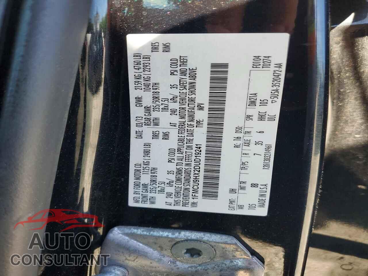 FORD ESCAPE 2013 - 1FMCU9HX2DUD19241