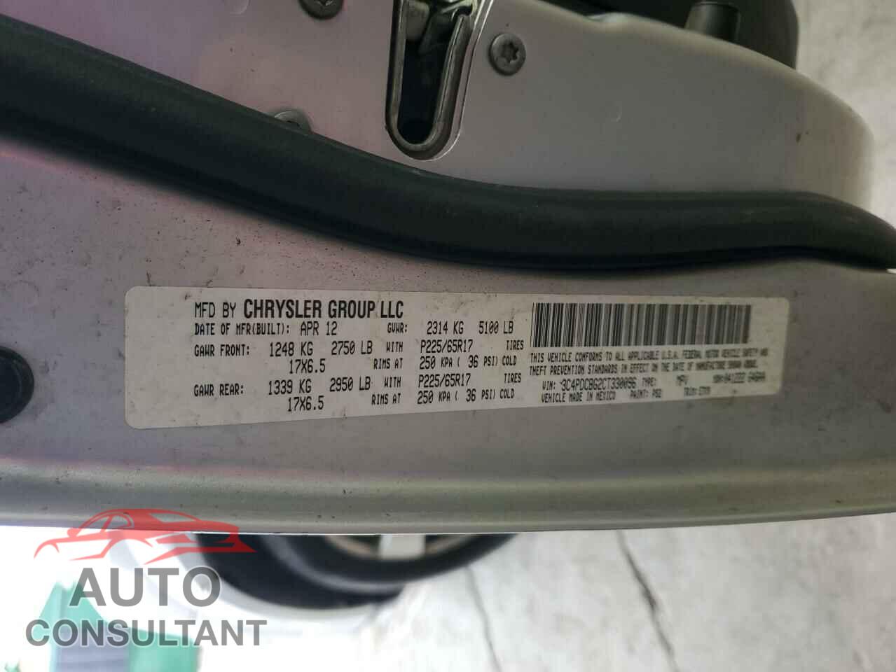DODGE JOURNEY 2012 - 3C4PDCBG2CT330096