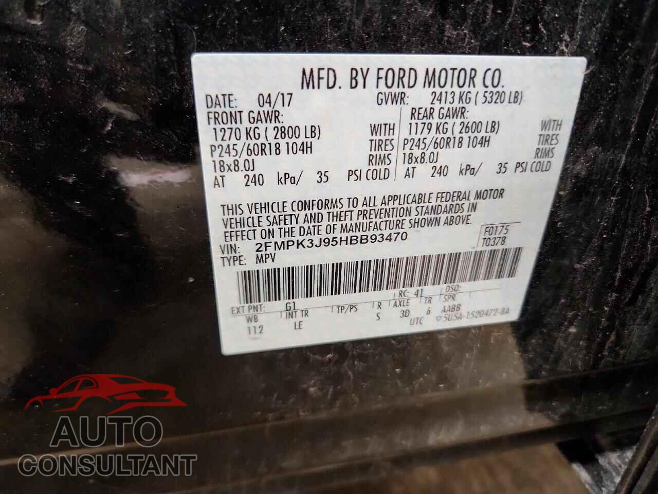 FORD EDGE 2017 - 2FMPK3J95HBB93470