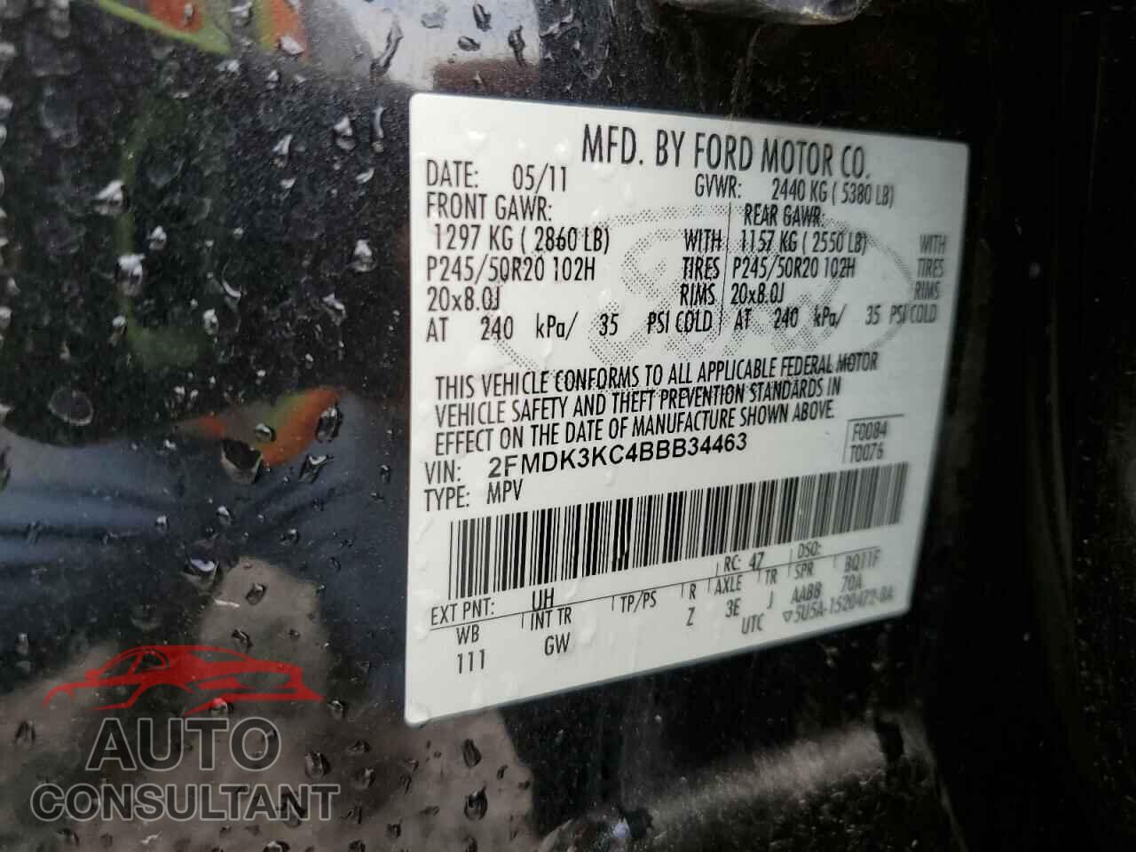 FORD EDGE 2011 - 2FMDK3KC4BBB34463