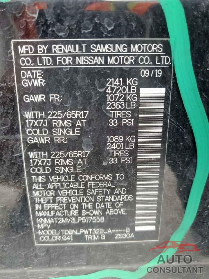 NISSAN ROGUE 2020 - KNMAT2MV3LP517558