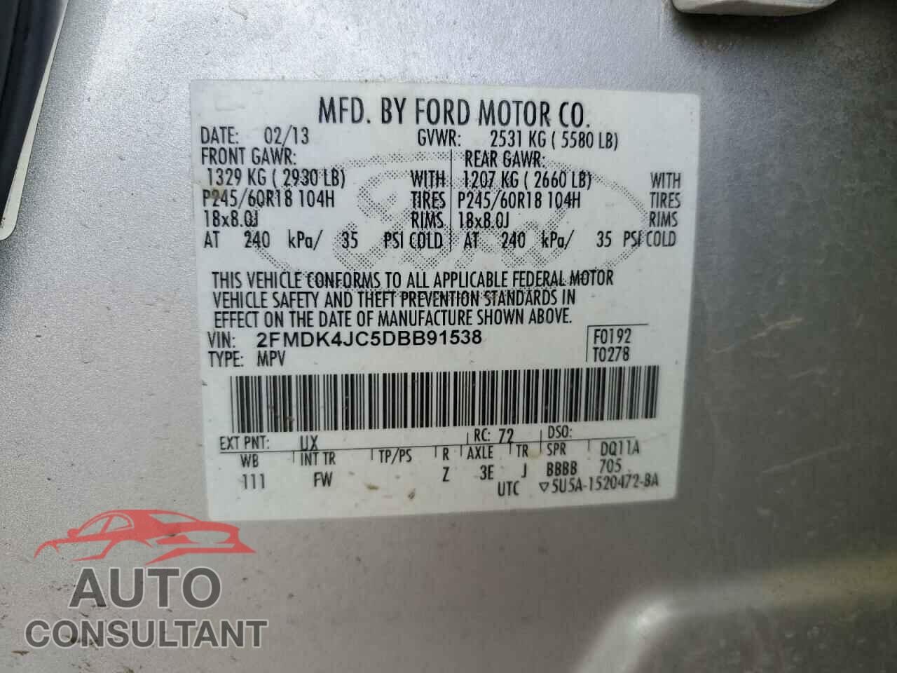 FORD EDGE 2013 - 2FMDK4JC5DBB91538