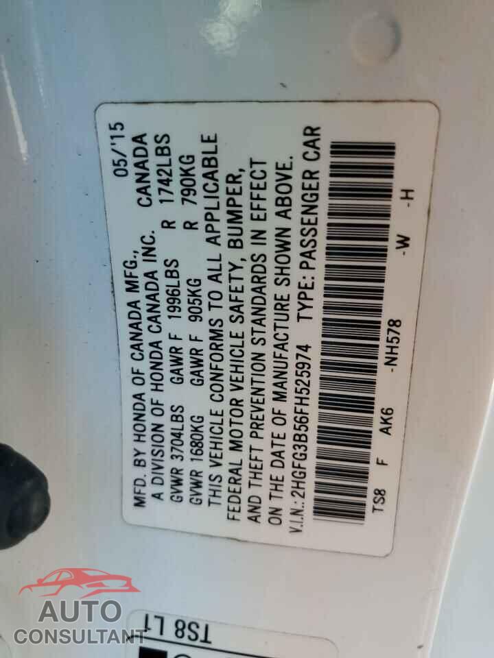 HONDA CIVIC 2015 - 2HGFG3B56FH525974