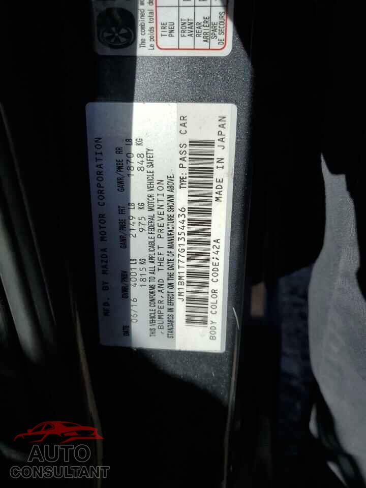 MAZDA 3 2016 - JM1BM1T77G1354436