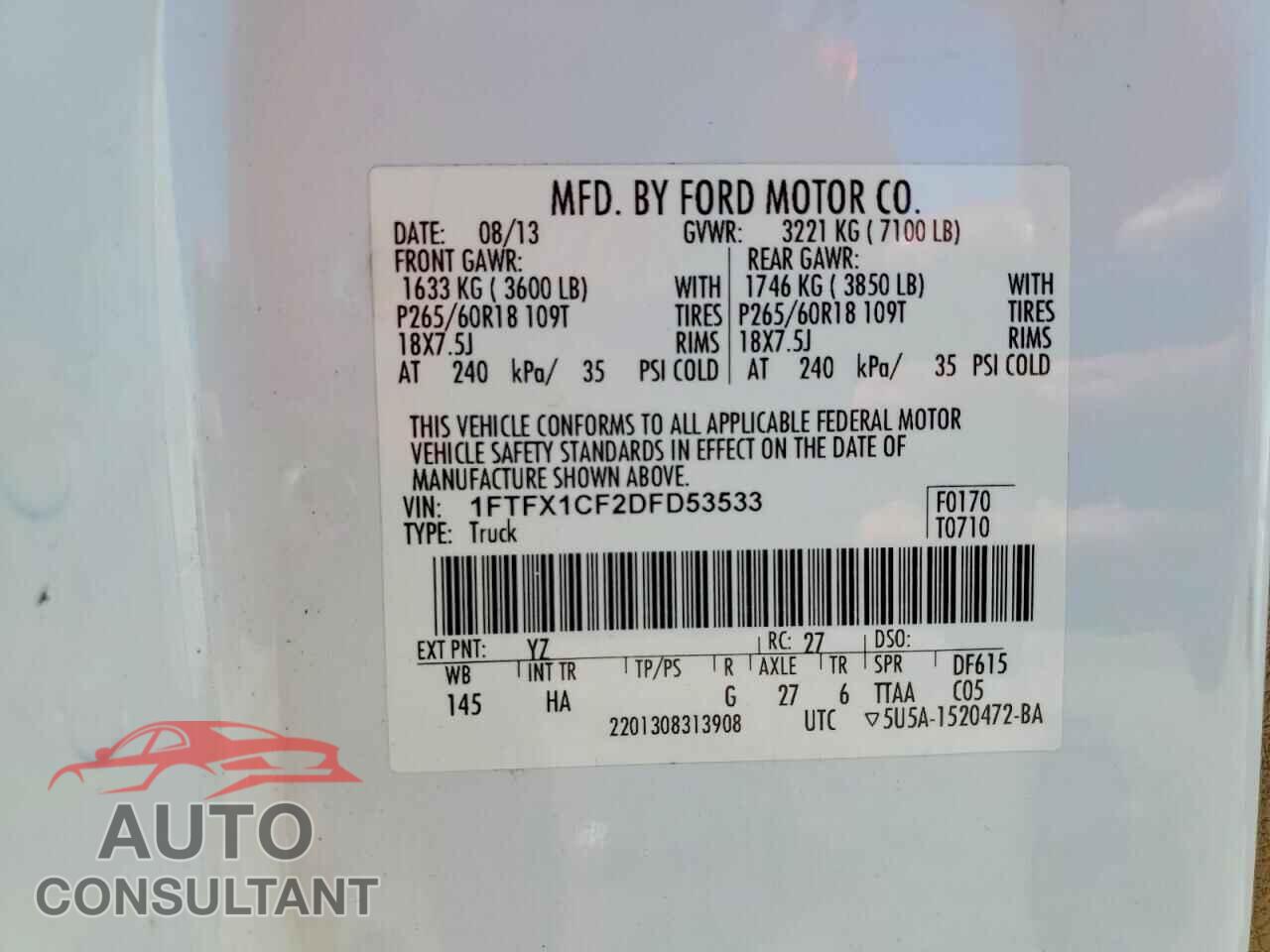 FORD F150 2013 - 1FTFX1CF2DFD53533