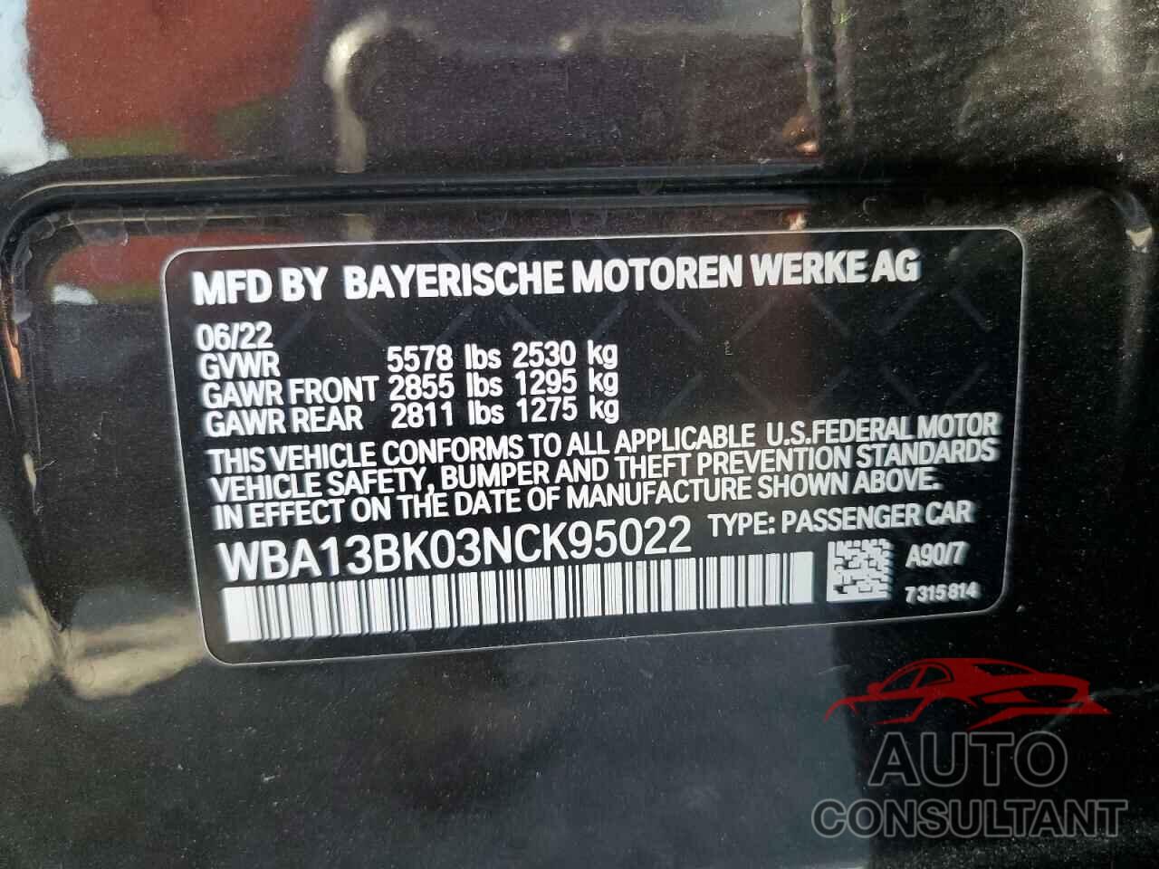 BMW M5 2022 - WBA13BK03NCK95022