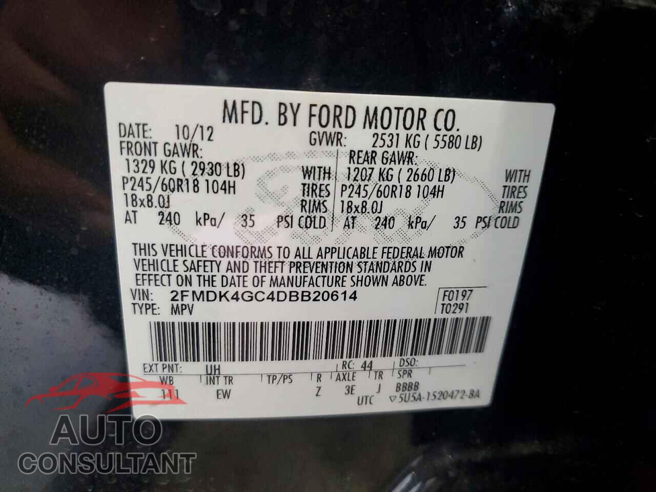 FORD EDGE 2013 - 2FMDK4GC4DBB20614