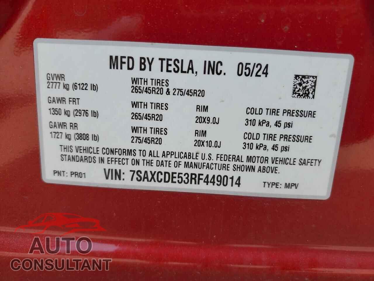 TESLA MODEL X 2024 - 7SAXCDE53RF449014