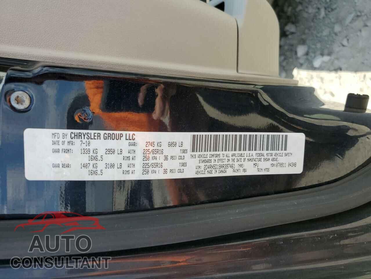 DODGE CARAVAN 2010 - 2D4RN5D18AR397461
