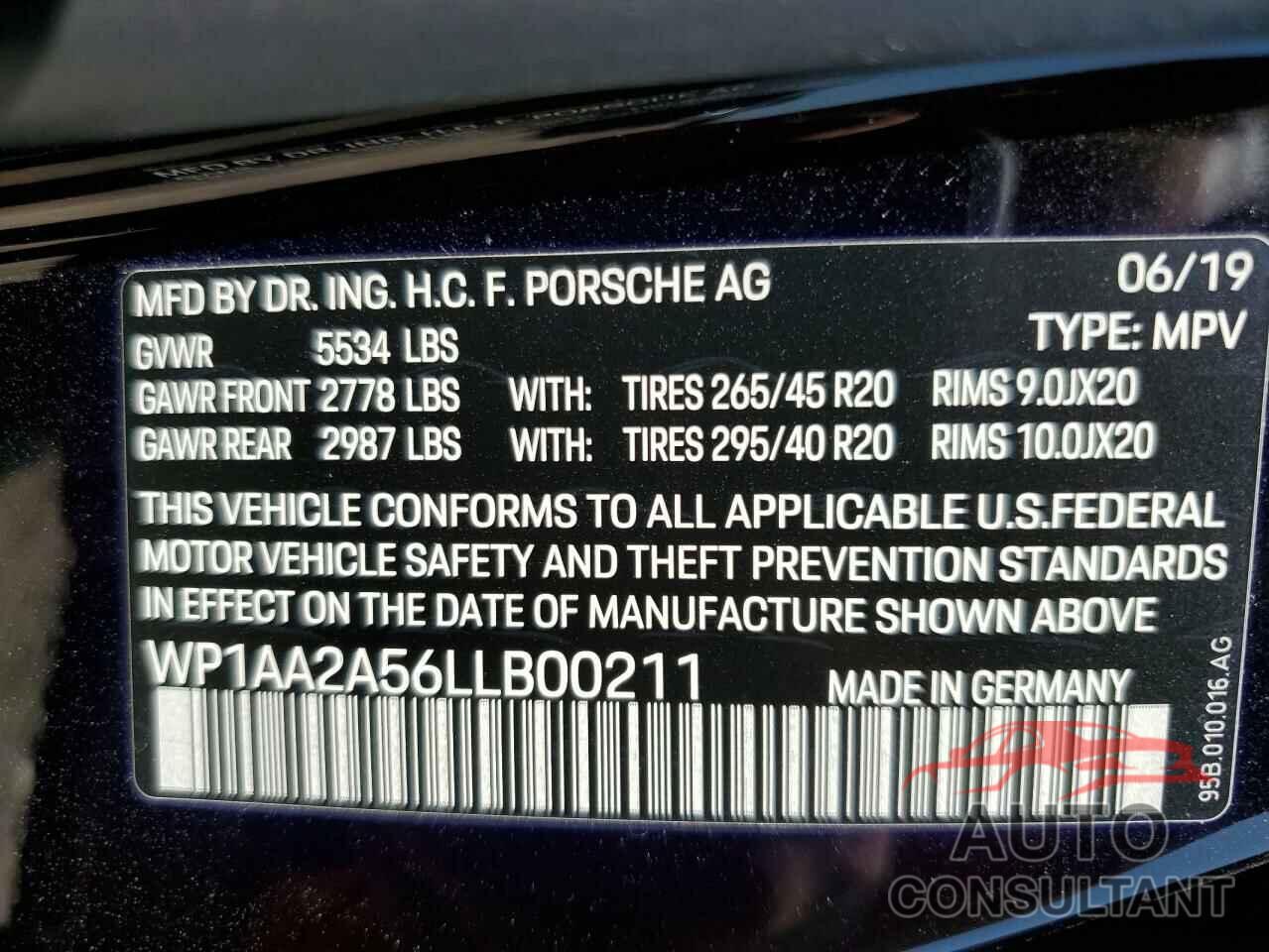 PORSCHE MACAN 2020 - WP1AA2A56LLB00211