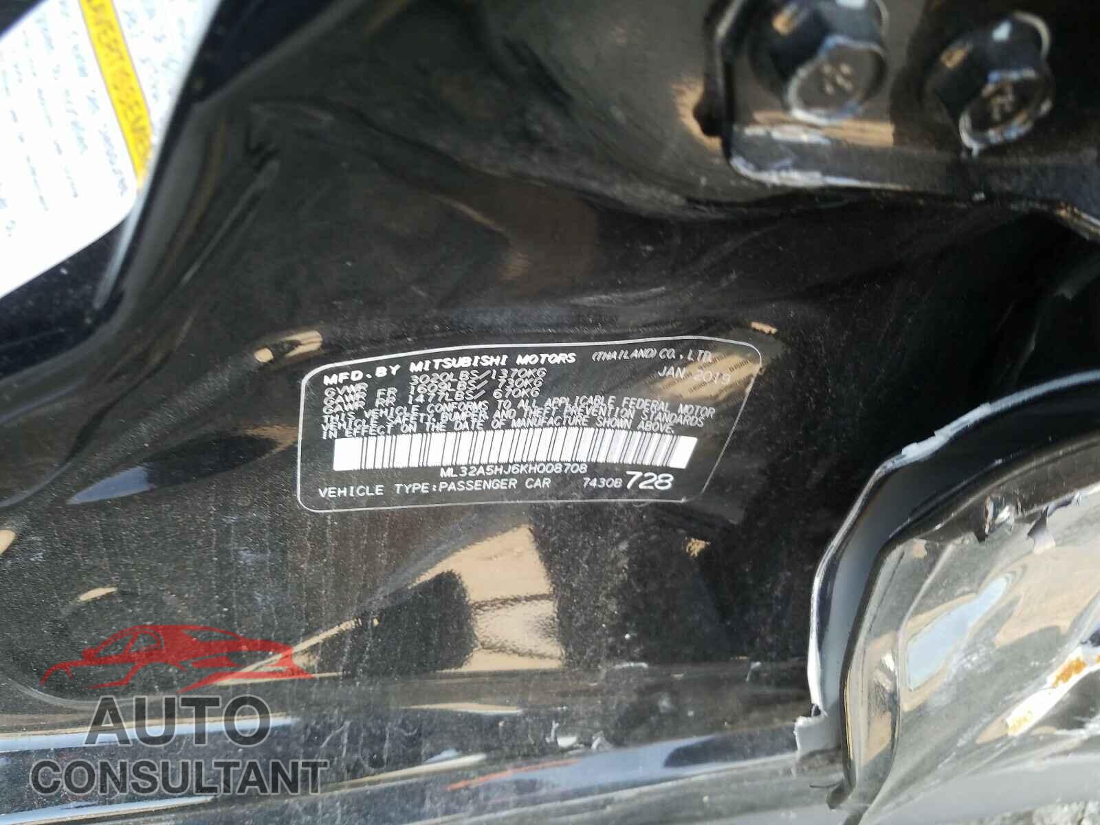 MITSUBISHI MIRAGE LE 2019 - ML32A5HJ6KH008708