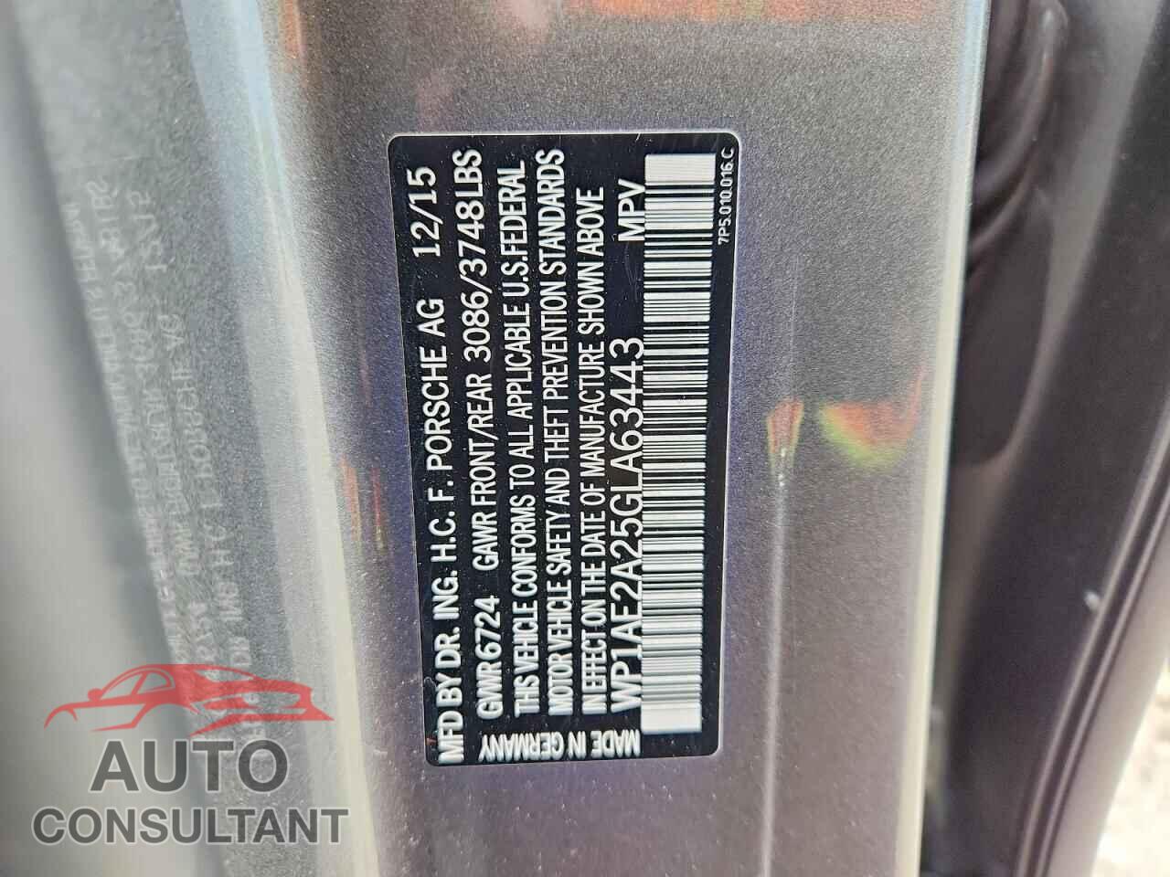 PORSCHE CAYENNE 2016 - WP1AE2A25GLA63443