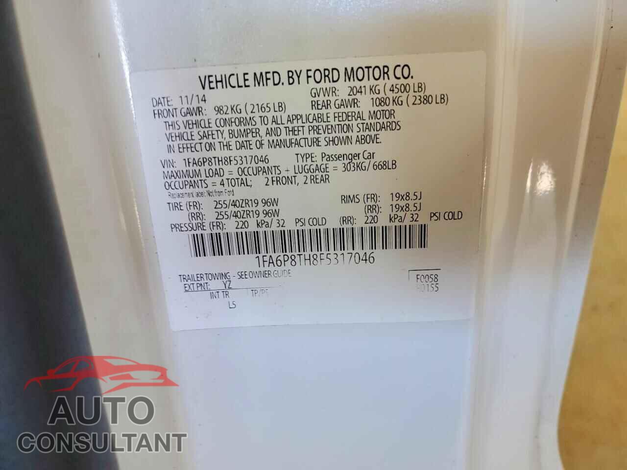 FORD MUSTANG 2015 - 1FA6P8TH8F5317046