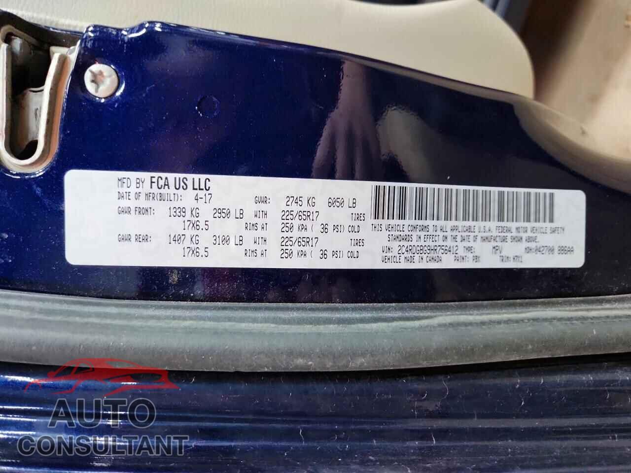 DODGE CARAVAN 2017 - 2C4RDGBG9HR756412