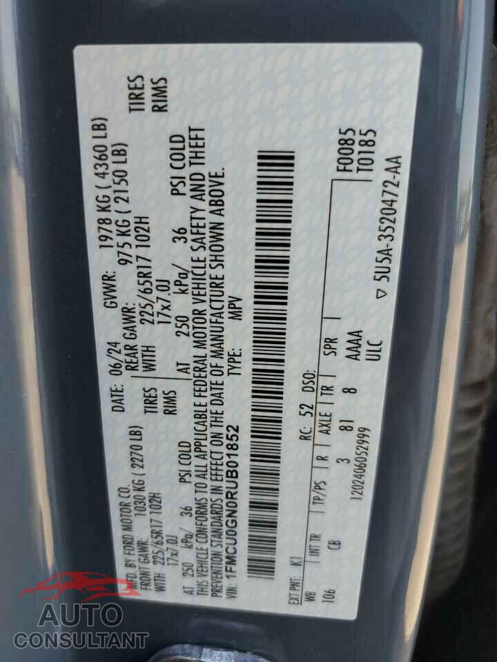 FORD ESCAPE ACT 2024 - 1FMCU0GN0RUB01852