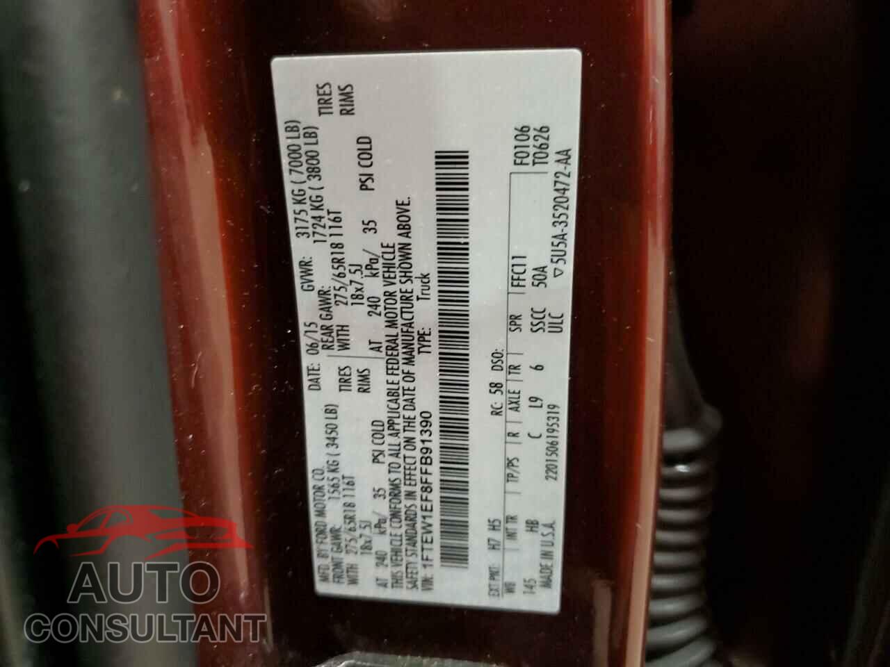 FORD F-150 2015 - 1FTEW1EF8FFB91390