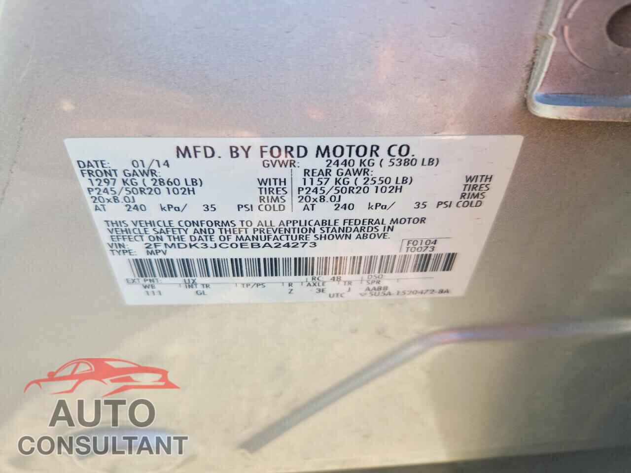 FORD EDGE 2014 - 2FMDK3JC0EBA24273