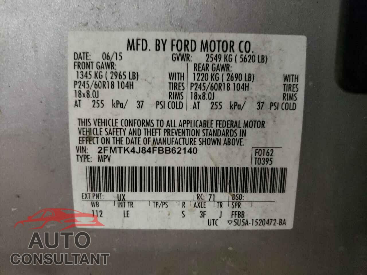 FORD EDGE 2015 - 2FMTK4J84FBB62140