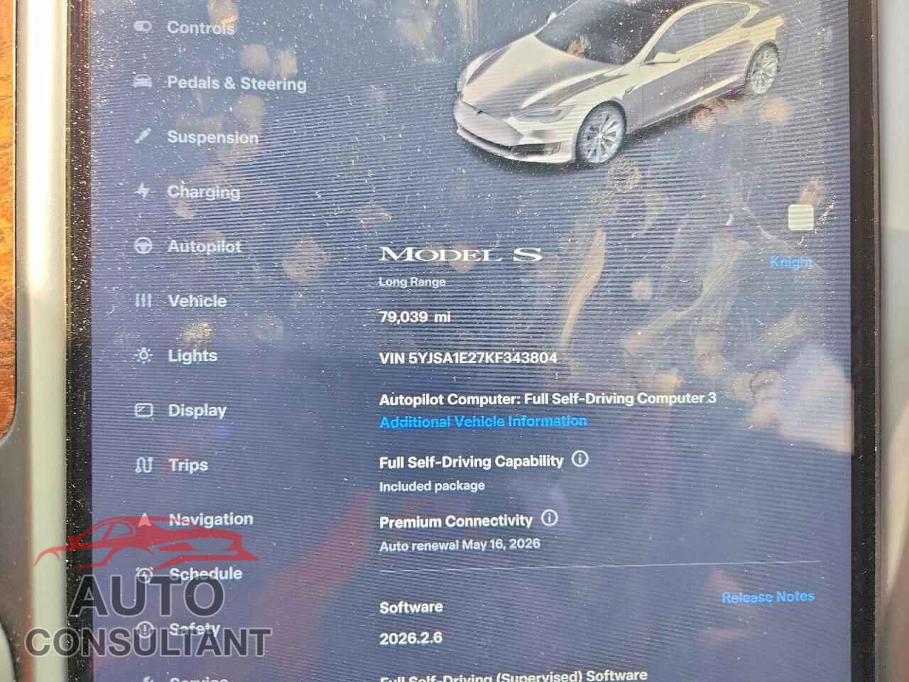 TESLA MODEL S 2019 - 5YJSA1E27KF343804