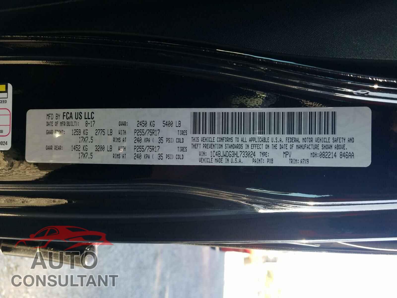 JEEP WRANGLER 2017 - 1C4BJWDG3HL733024