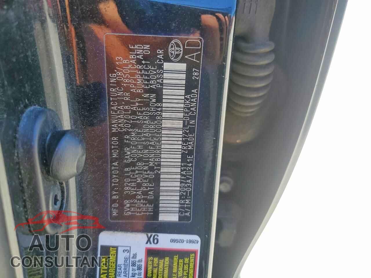 TOYOTA COROLLA 2014 - 2T1BURHE5EC008948