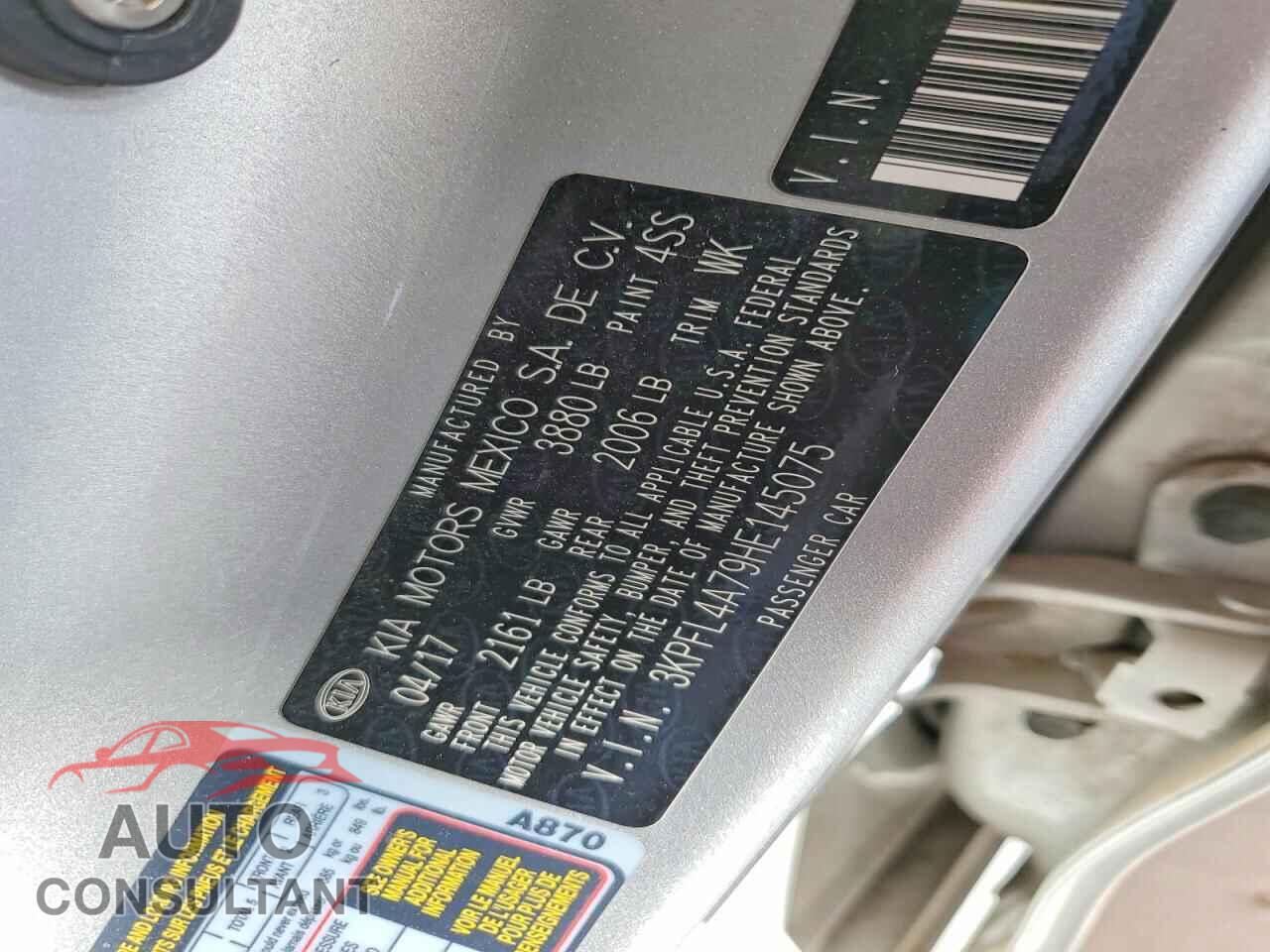 KIA FORTE 2017 - 3KPFL4A79HE145075