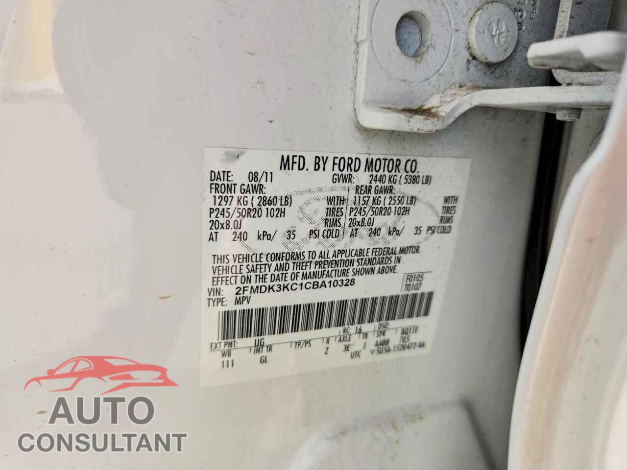 FORD EDGE 2012 - 2FMDK3KC1CBA10328
